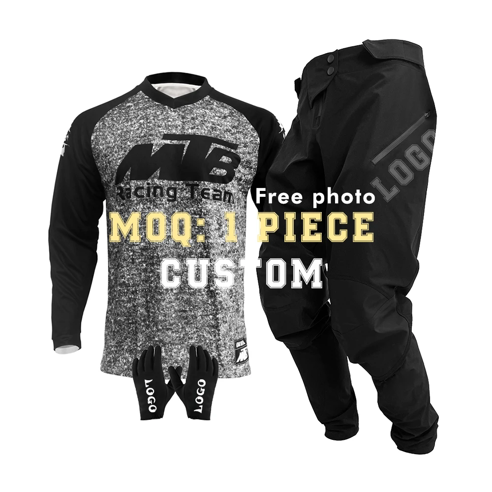 HOSTARON Custom Motocross Gear Set for Men MX Jersey and Pants for ATV BMX MTB DH Dirt Bike Gloves with Team Name MTB OEM