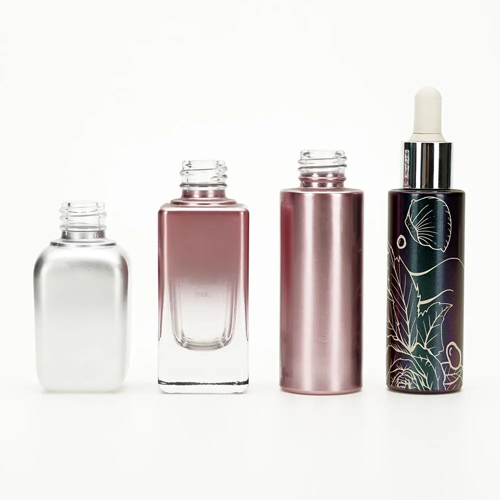 Vista Fancy Label 30ml Push Button Pump Black Thick Cylinder Glass Cosmetic Dropper Packaging Bottle With Dropper Or Press Pump