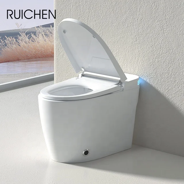 High end floor mounted automatic flush smart toilet with nozzle self-cleaning and remote control