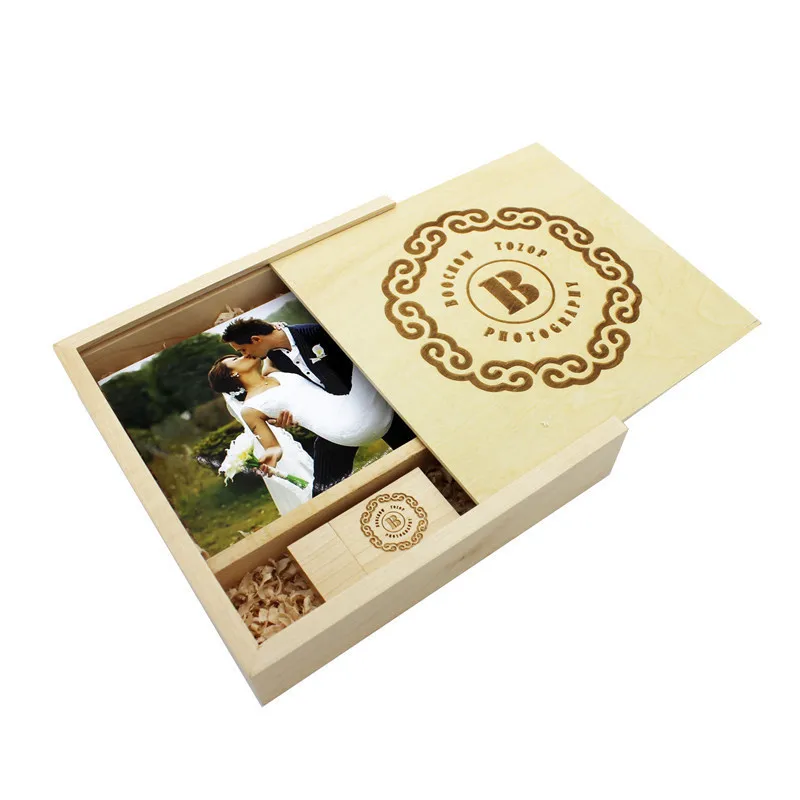 Деревянная Флэшка JASTER в большой коробке свадебный подарок 4 ГБ 8 ГБ 16 ГБ 32 ГБ 64 ГБ 128 ГБ usb флэш-накопители с индивидуальным логотипом