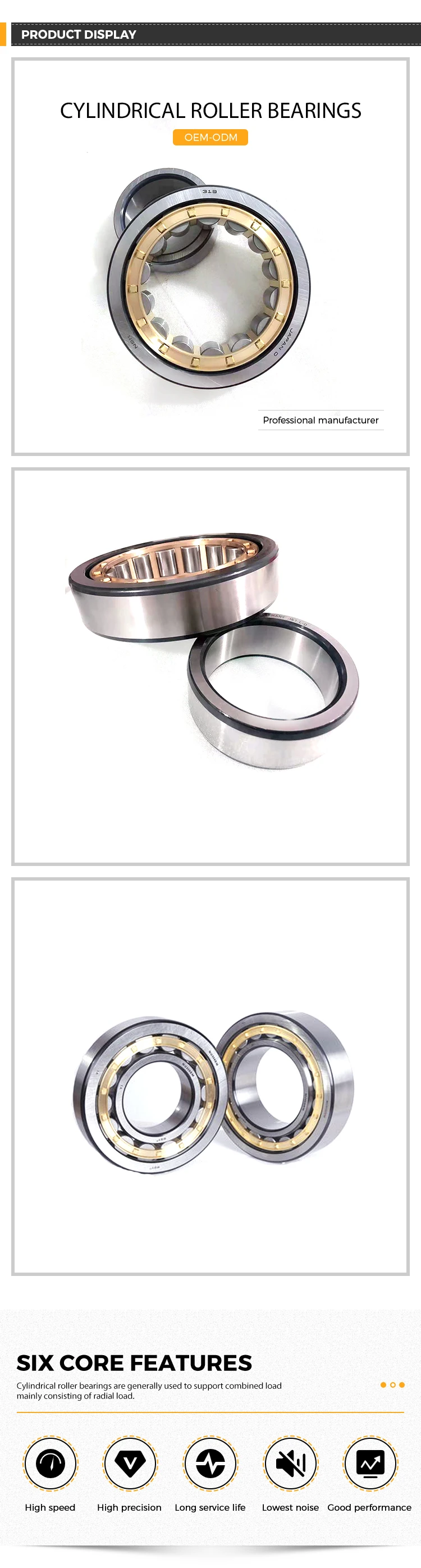 High Speed Roller Bearing Track Roller Bearing Cylindrical Roller Bearing NJ328EM