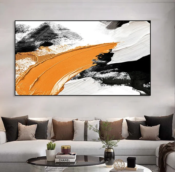 Factory Wholesale Hotel Modern Black And White Wall Art Minimalist Abstract Painting Extra Large Wall Art