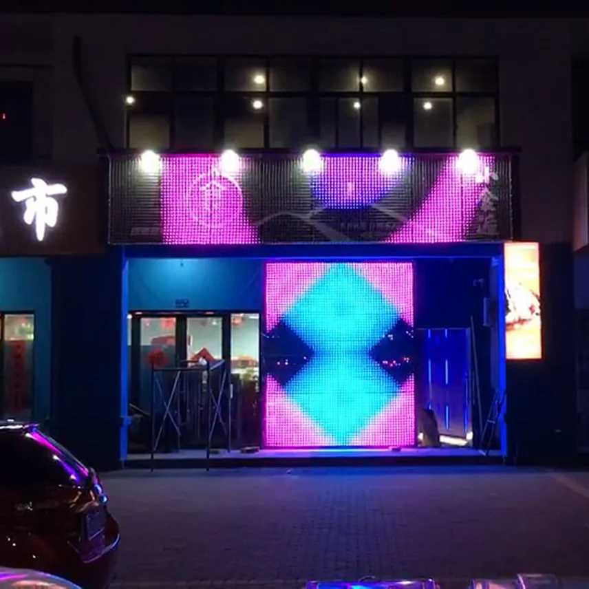 Kingyi P50 Mesh Lights Dmx Led Pixel Controller Addressable Rgbw Led Pixel String Light Flexible Soft Transparent Led Screen