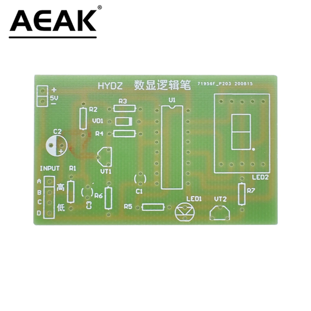 AEAK DIY LED pcb Digital Display LED Logic Pen Electronic Kit High and Low Level Test Circuit Soldering Practice Board Kit