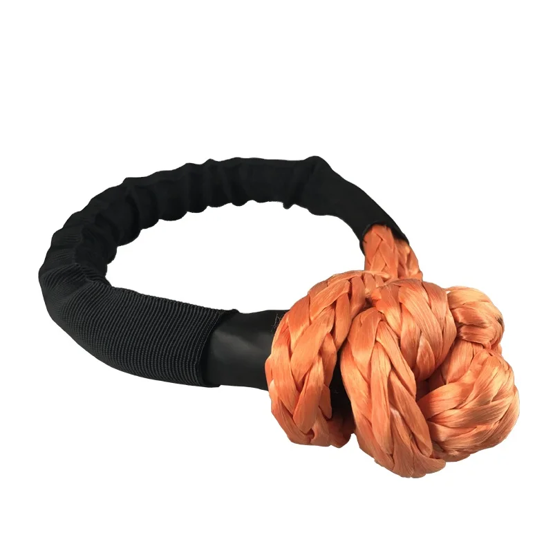 JINLI rope factory 11mm12mm13mm HMPE synthetic soft shackle together with recovery rope