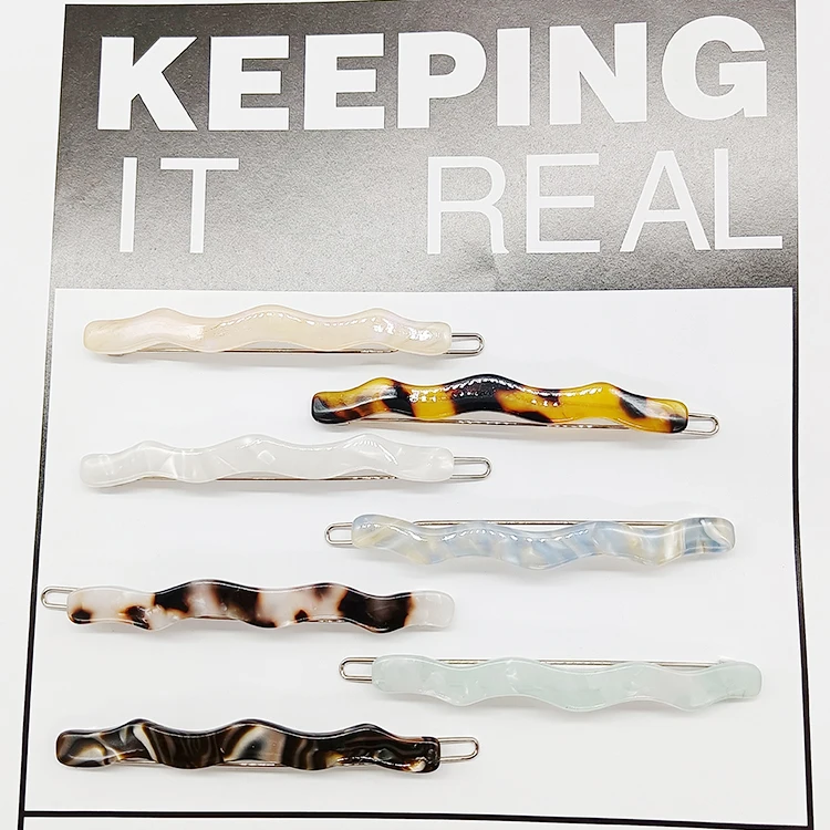 Simple design 7 colours customizable wave clip acetate hairpin bangs clip ladies hair pin clips