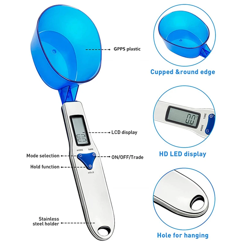 J&R 500g 0.1g High Precision Digital Kitchen Food Weighing Scale with 3 Measuring Spoons