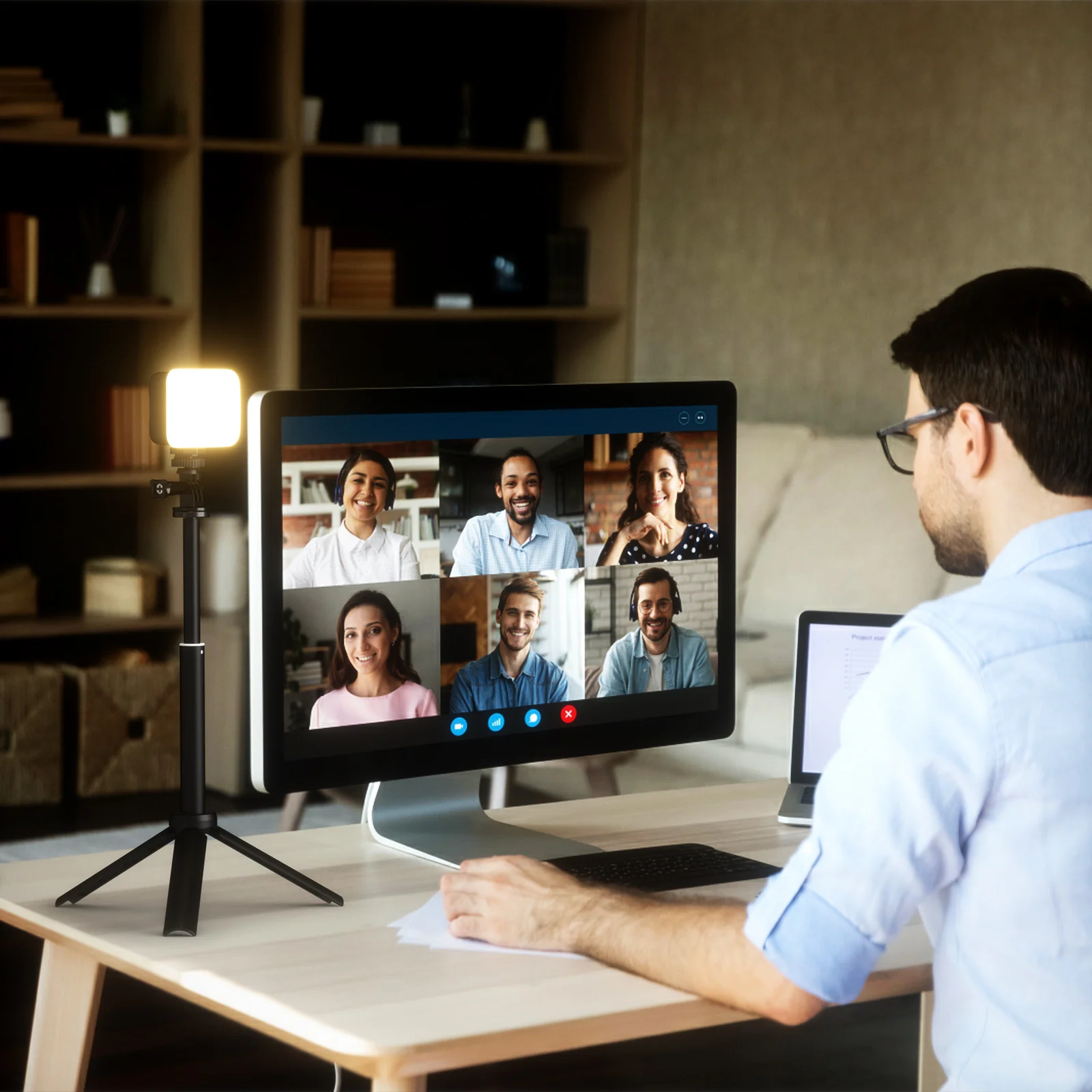 F3 Desktop Light Kit Has 60Pcs LED Beads Mini Video Light with Light Stand and Clip for Laptop Computer Working