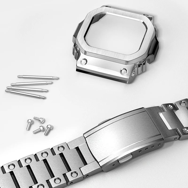 Giencreatives 2022 delicacy sliver 316Lsteel modified watchcase band parts for Casio Gshock DW5600 replacement accessories case