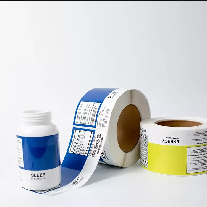 Yellow Blue Medicine Bottle Label Custom Free Logo Design  Labels Stickers Tag