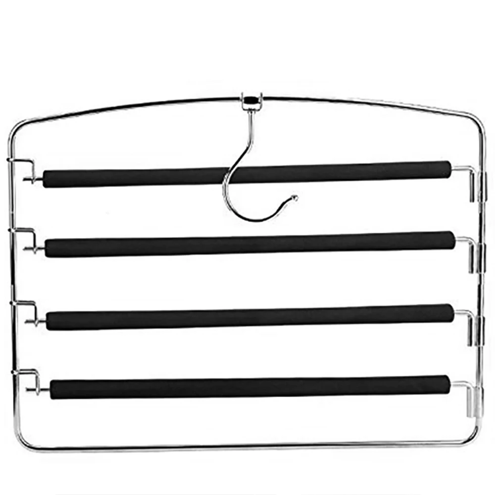 XUNZE 4 Layers Pants Hangers Space Saving Scarf Trouser Hangers Closet Organizer Wardrobe Non Slip Hangers For Cloths