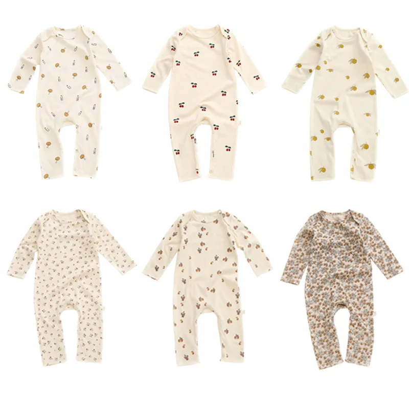 New Fall Print Floral Baby Rompers Pajamas Newborn Sleepers Girl Clothes Kids One Piece Soft Cotton Long Sleeve Infant Clothes