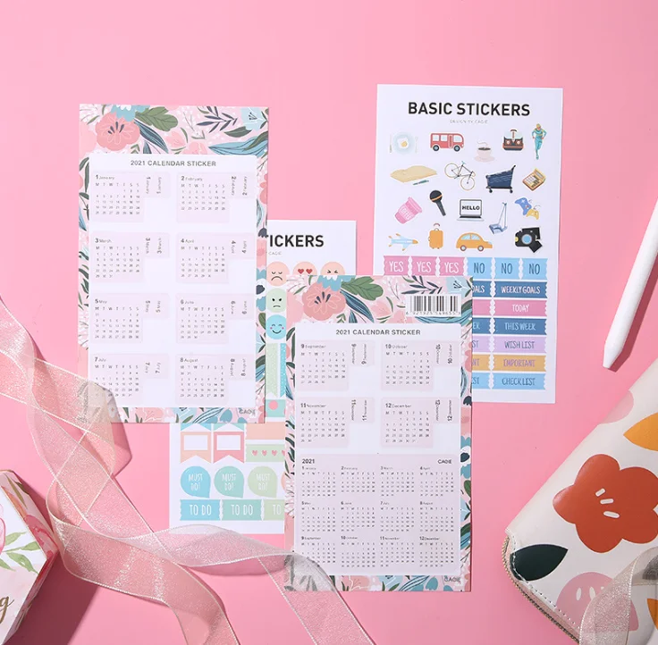 
2021 Creative calendar sticker Personalized hand ledger sticker for N times Stationery cover sheet custom sticker 