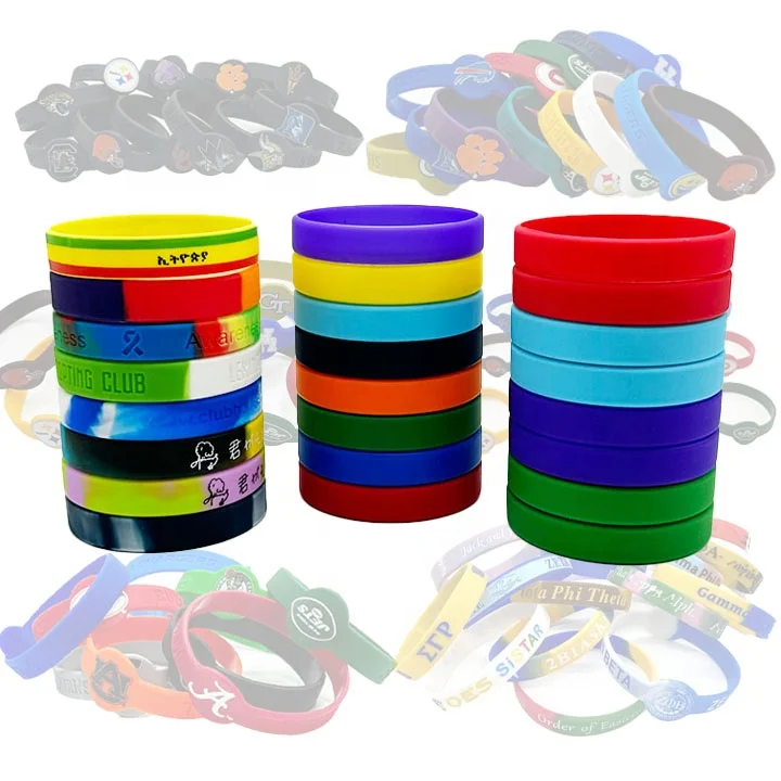 Custom Silicone Bracelets Your Own Rubber Eco-friendly Sports Wristband Custom Name Bracelet Debossed Logo Text Color
