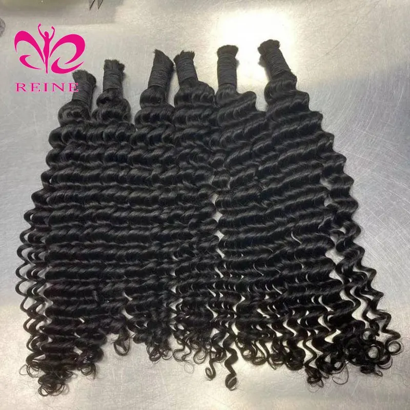 100g Human Braiding Hair Bulk No Weft Burmese Remy Deep Wave Bundles Natural Hair Boho  Braiding Hair Extensions