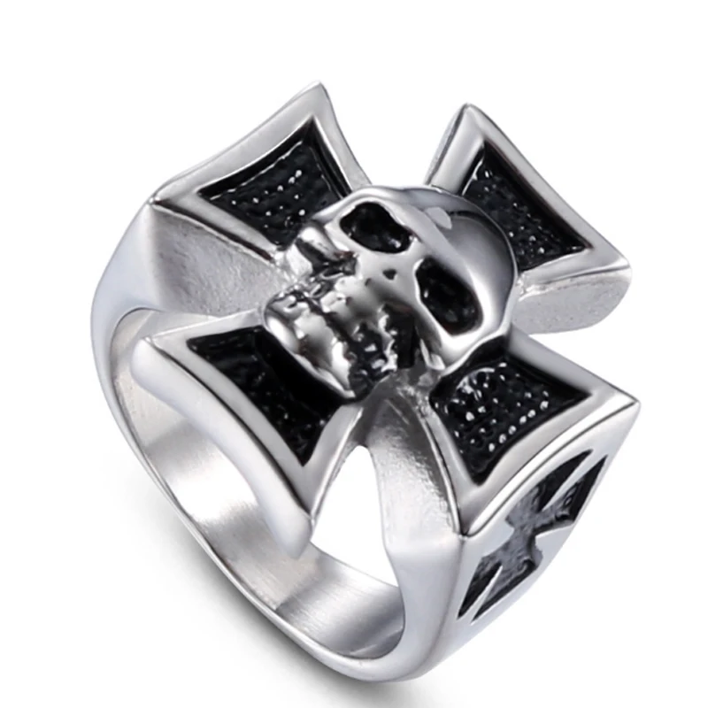 Новинка мужское кольцо из нержавеющей стали кельтский Байкер готический череп крест
