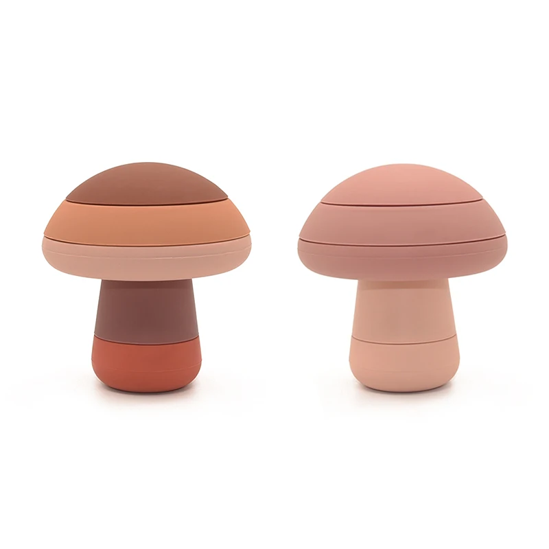 Novelty Forest Mushroom Shape Baby Early Montessori Educational Toys Silicone Building Block DIY Matching Stacking Baby Gift Set