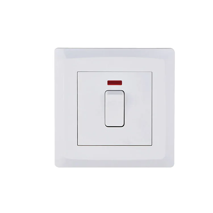 Factory RTS PC Material One Gang 20A Double Pole Switch Electrical White Wall Switch With Neon For Water Heater