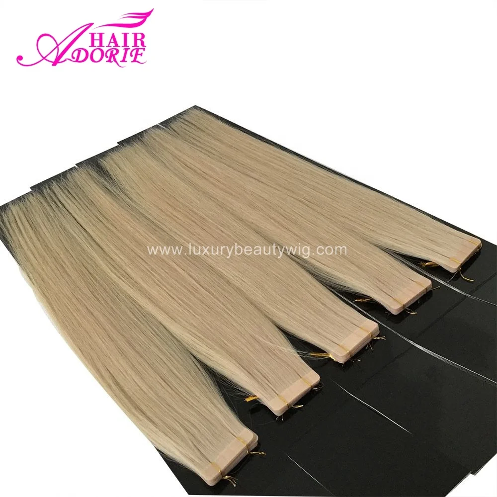European Cuticle intact Virgin Human Hair wig for women tape hand tied hair extensions 100remy hair