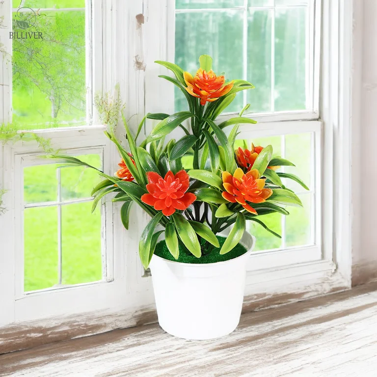 Hot Sale Potted Plant Ornament	Potted Flowers Artificial Flowers Bonsai Tree	Mini Style Office Living Room Pot Plant
