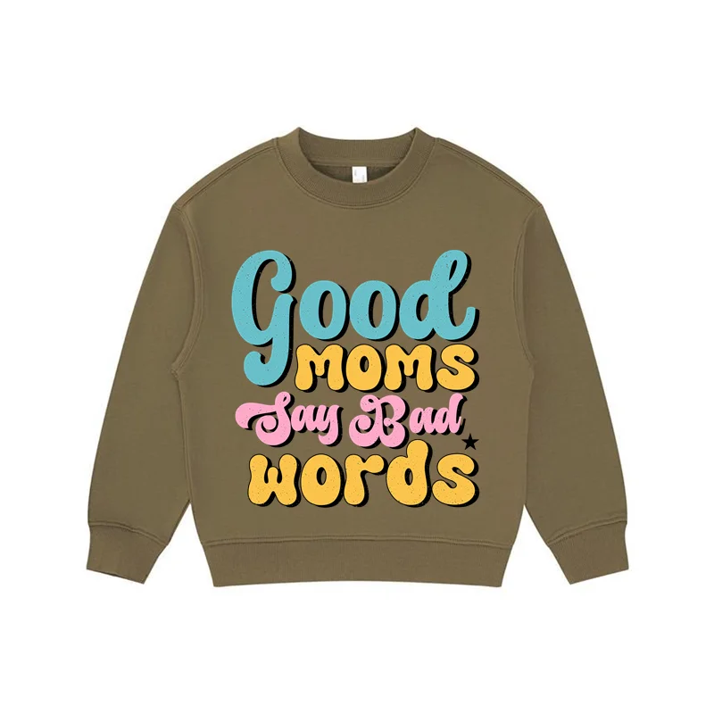 Good Mom Pattern Kids 330G High Quality Crewneck Pullover Teen Girls Boys Autumn Winter Sweatshirt Hoodies Wholesale