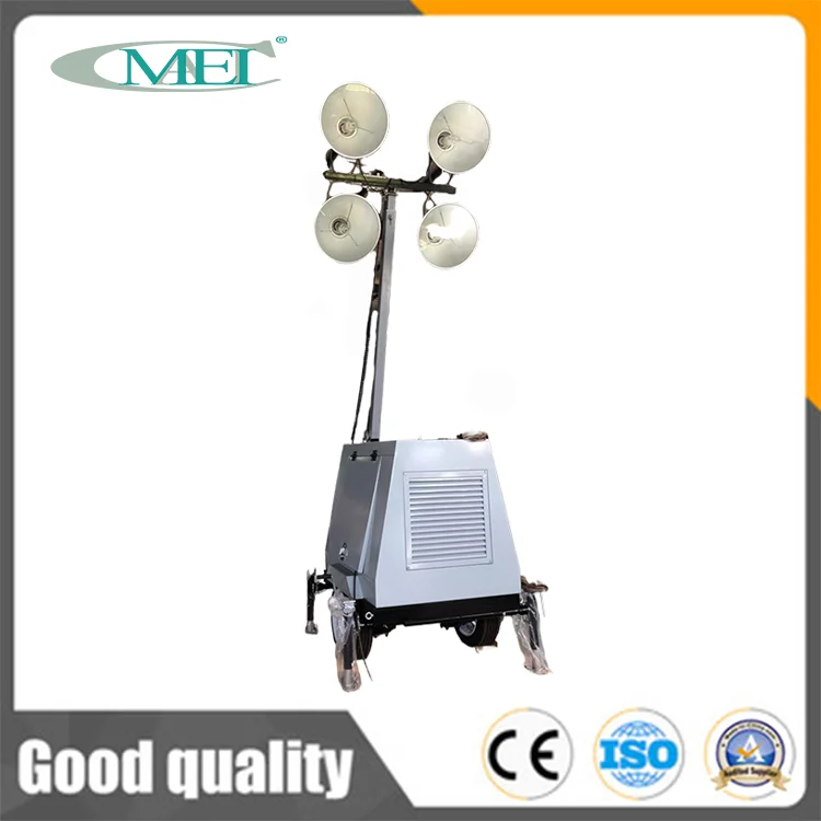 Factory Construction Mobile Outdoor Light Tower 9m Trailer Mounted Lighting Tower for Sale
