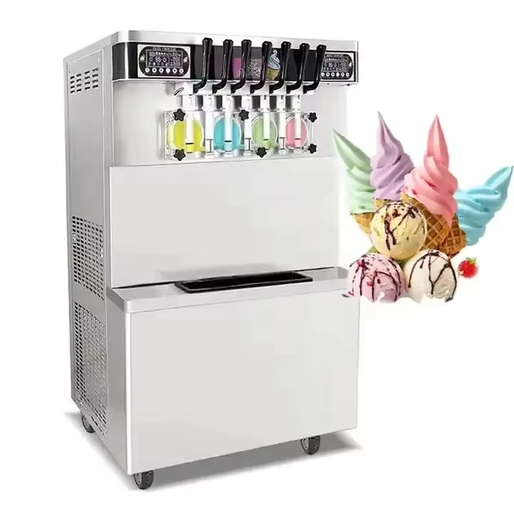Commercial Soft Serve Ice Cream Machine 3 5 7 Mixed Flavors Table Vertical Ice Cream Making Machine
