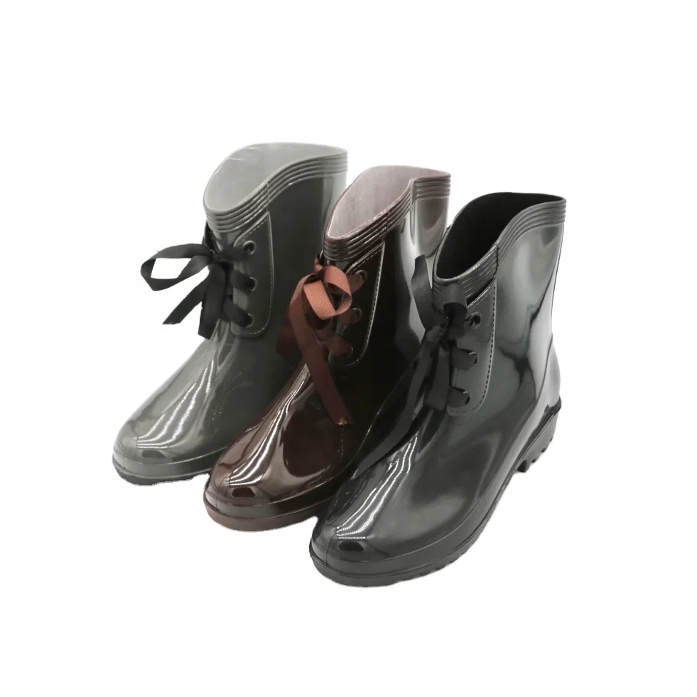 Best Selling Fashion Lace Up Cheap Custom Premium Practical Popular Gumboots Waterproof  Lace Up Rain Bootsts