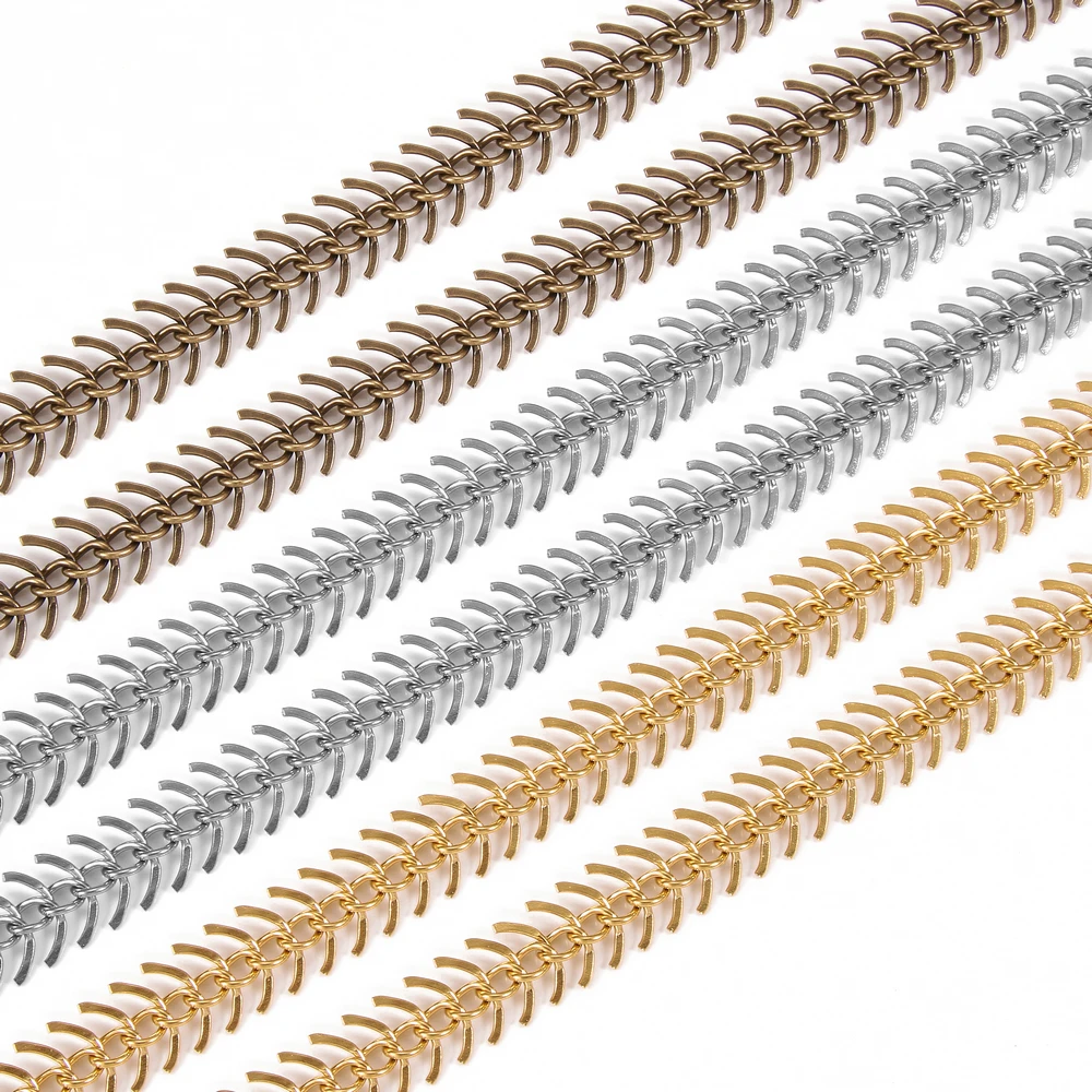 Fashion Jewelry Necklaces Hypoallergenic Tarnish Free PVD 18K Gold Plated Fish Bone Chevron Chain Necklace Women