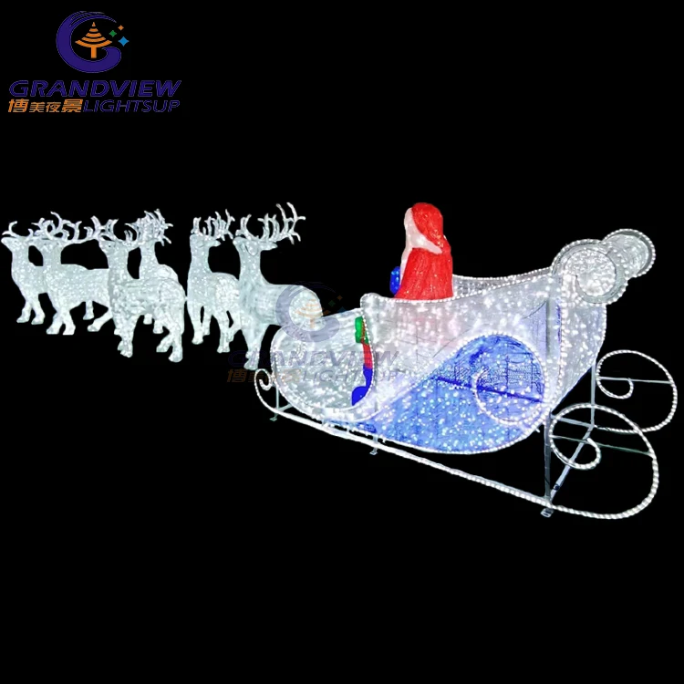 Large reindeer 3d christmas reindeer with led light for street decoration