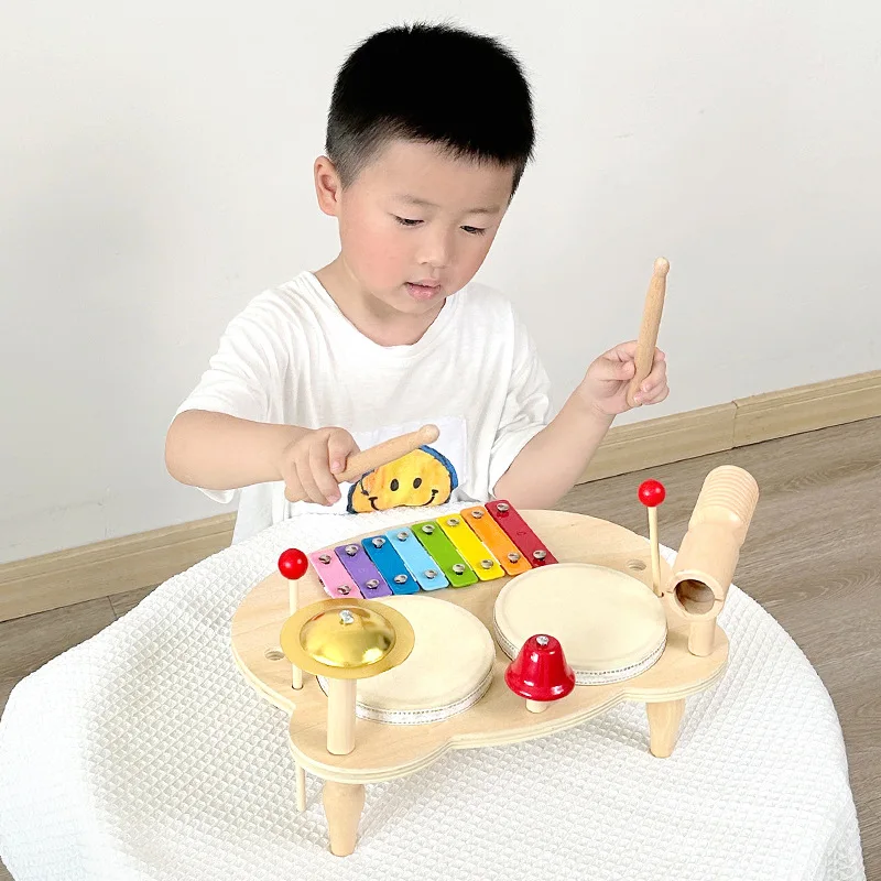 2024 New Design Music Toy Wooden Musical Instrument Toys for Kids Montessori Musical Percussion Set Kids Educational Toys