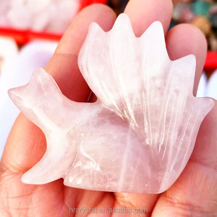 Semi-precious Stone Crafts Hematoid Quartz Rose Quartz Nine Tail Fox Crystal Animal Carvings