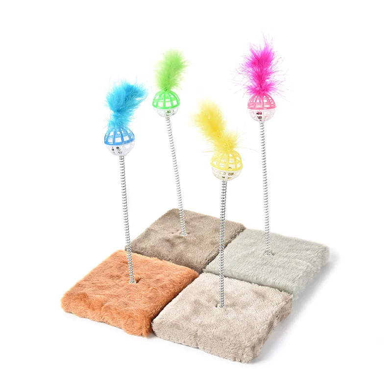 
 Factory Price Bar Type Cat Scratcher Grinding Claw Vertical Feather Spring Ball Funny Cat Toy  