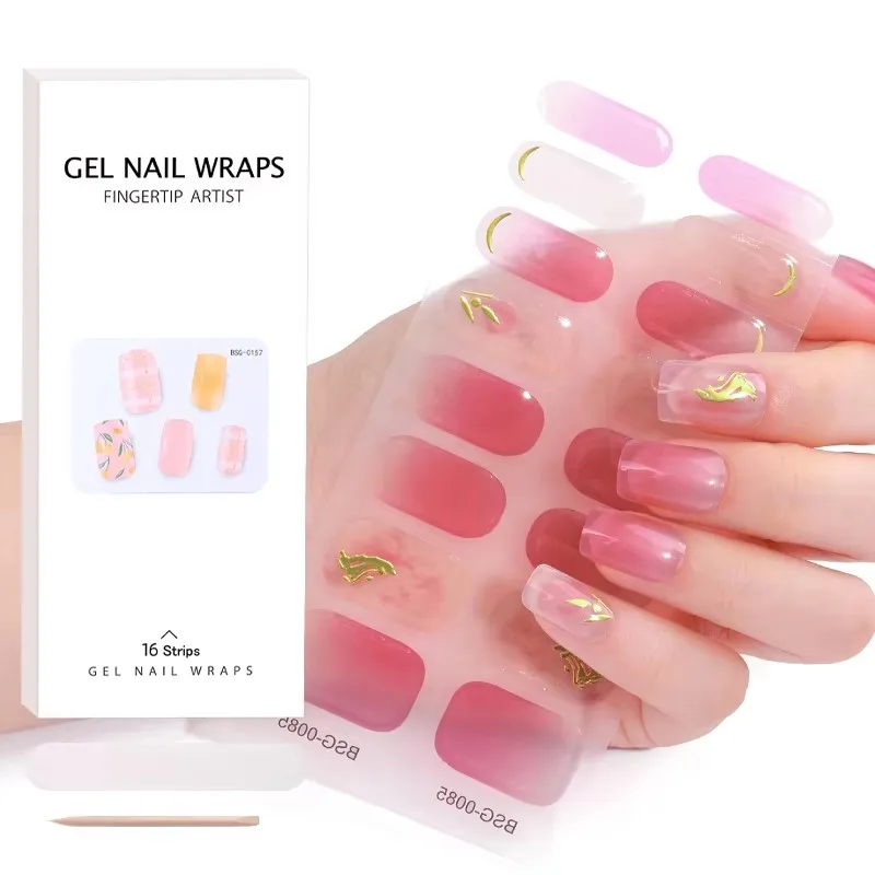 New Arrival Full Cover Nail Sticker Colorful 16 Pieces Nail Wraps For Manicure