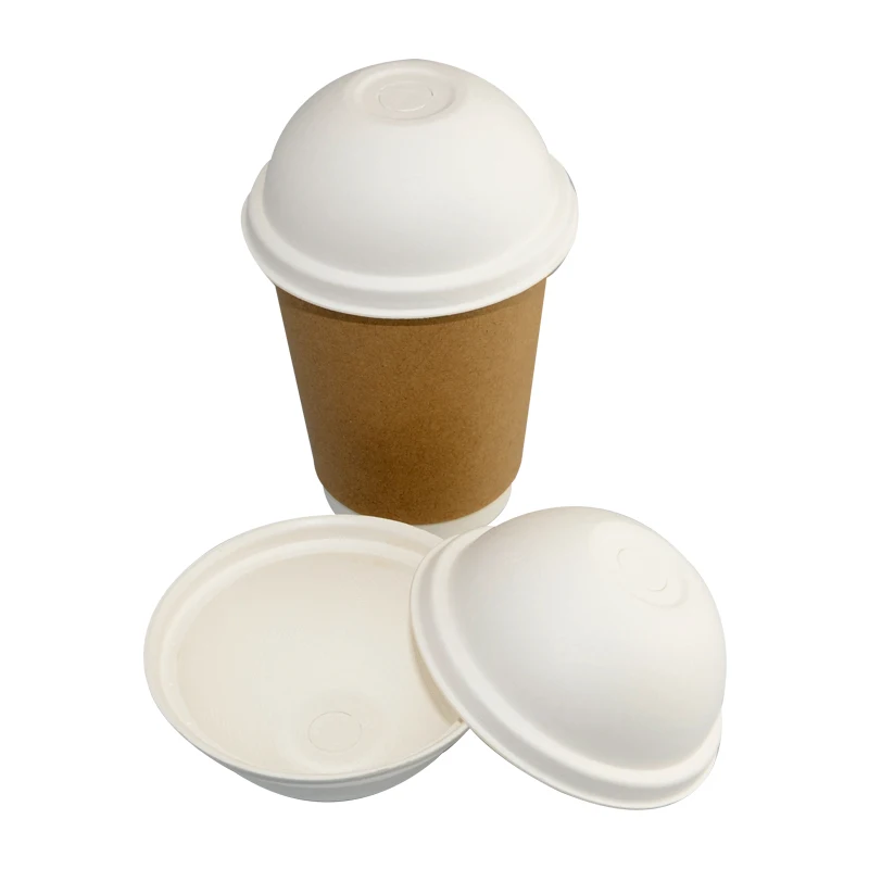 Factory Direct Biodegradable Compostable Bagasse Pulp Cup Lids Paper Coffee Cup Lids Disposable Cup Lid