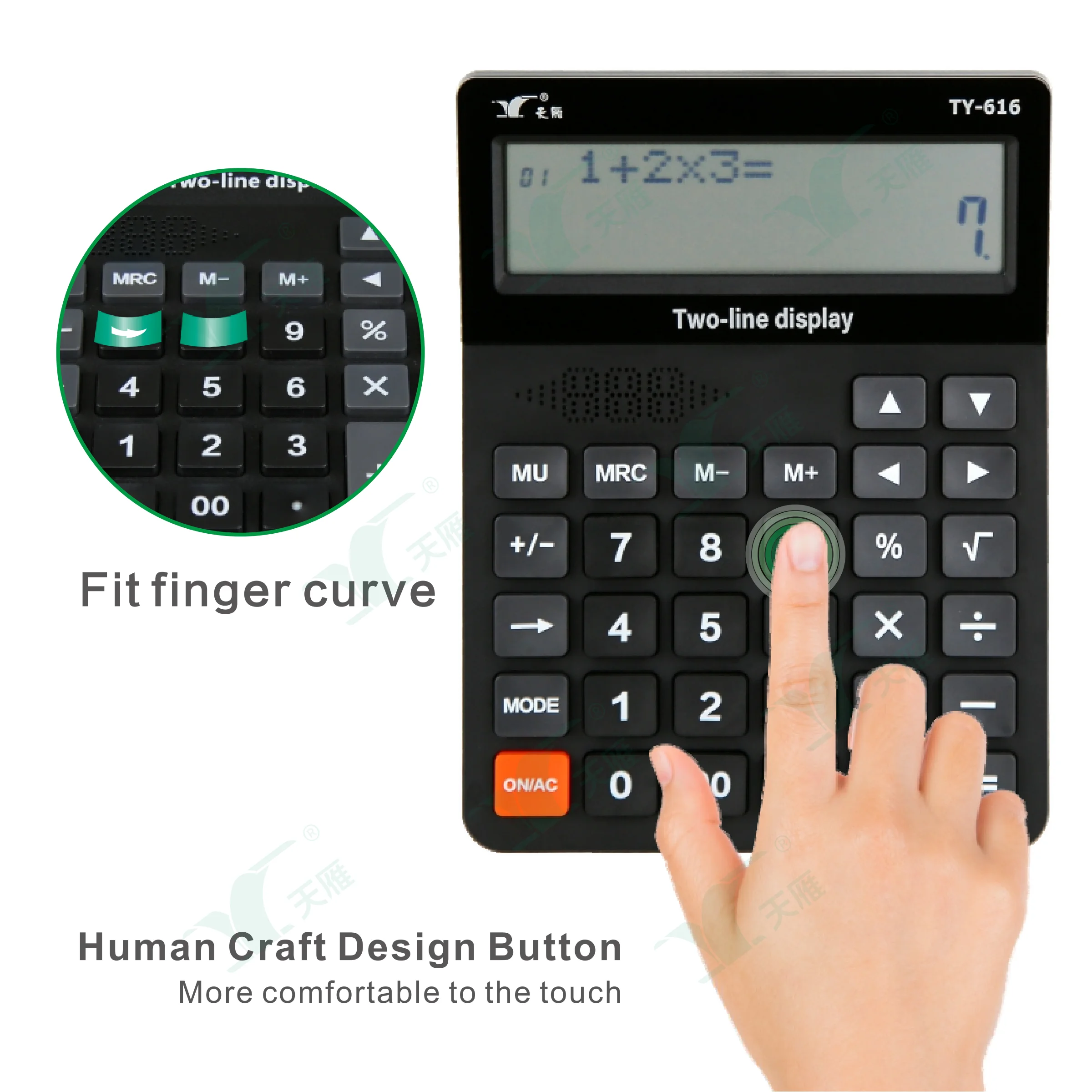 TY616 12 Digit Dual Power Desk AA Battery Solar Energy Cheap Standard Function Electronic Calculator with Large LCD Display