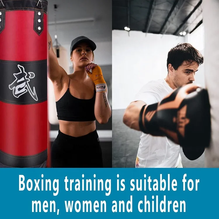 Wellshow Sport Hanging Punching Bag Set UNFILLED Heavy Boxing Kickboxing Bag Punching Bag Hangers for Adults Kids