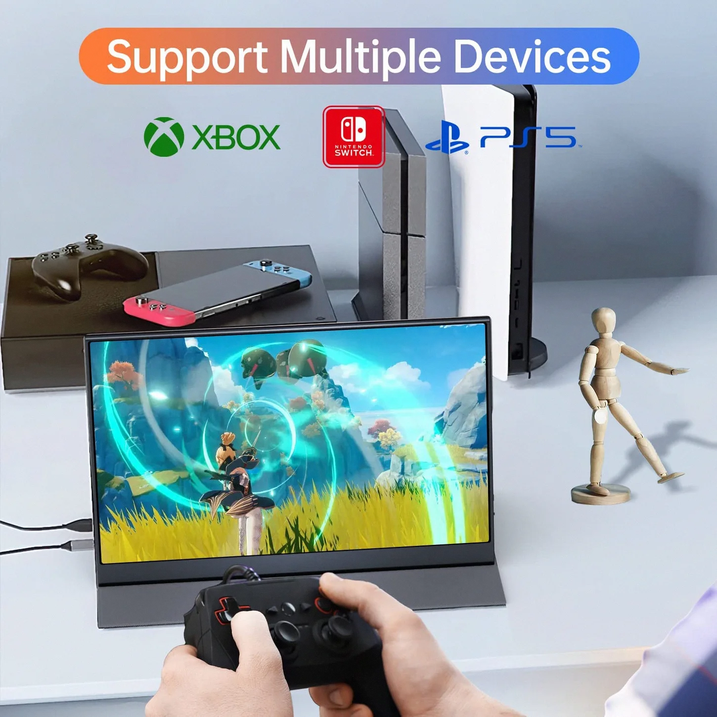 OEM беспроводной Wi-Fi 15 6 дюймов 1080P UHD портативный игровой монитор полноэкранный с поддержкой usb type-c регулируемой складной подставкой