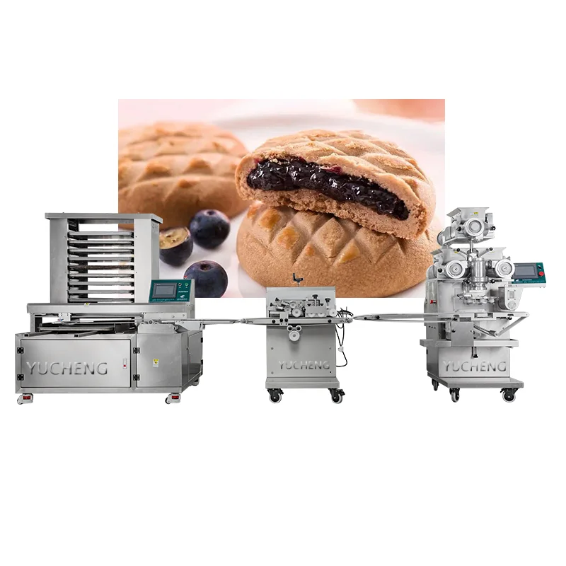 Industrial automatic cookie making machine of Three Hopper Multifunction Small Biscuit Double Filling