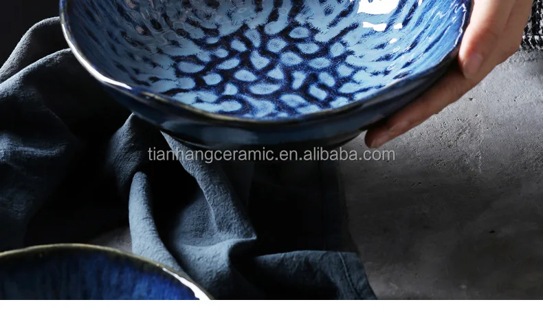 Nordic Modern Home tableware blue Glazed deep Plates Bowl Ceramic Dinnerware for hotel Restaurant porcelain Salad dessert bowls.jpg