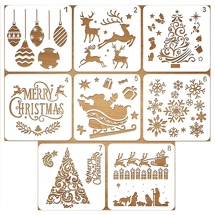 Лидер продаж, многоразовый пластиковый Рождественский шаблон для окон, стеклянных дверей, деревянных изделий «сделай сам», трафарет для рисования