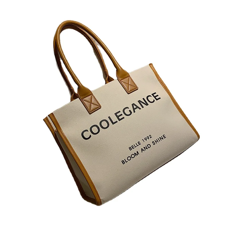 Promotional Handbags Wholesale Purses and Handbags Bags Women Handbags Eco friendly Canvas Tote bags shopping Bag with leather
