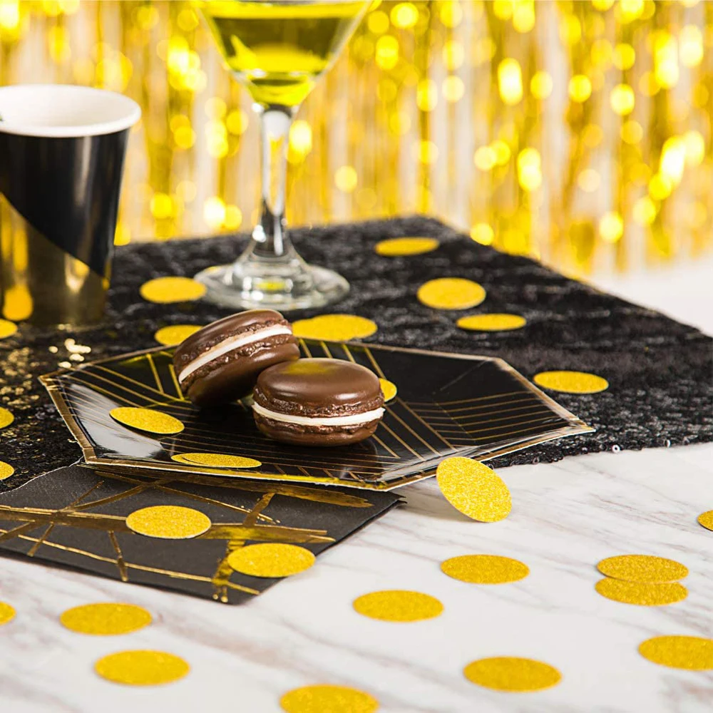 Gold Sparkling Round Dot Confetti Metallic Glitter Foil Circle Confetti for Party Table Scatter Wedding Festival DIY Decoration