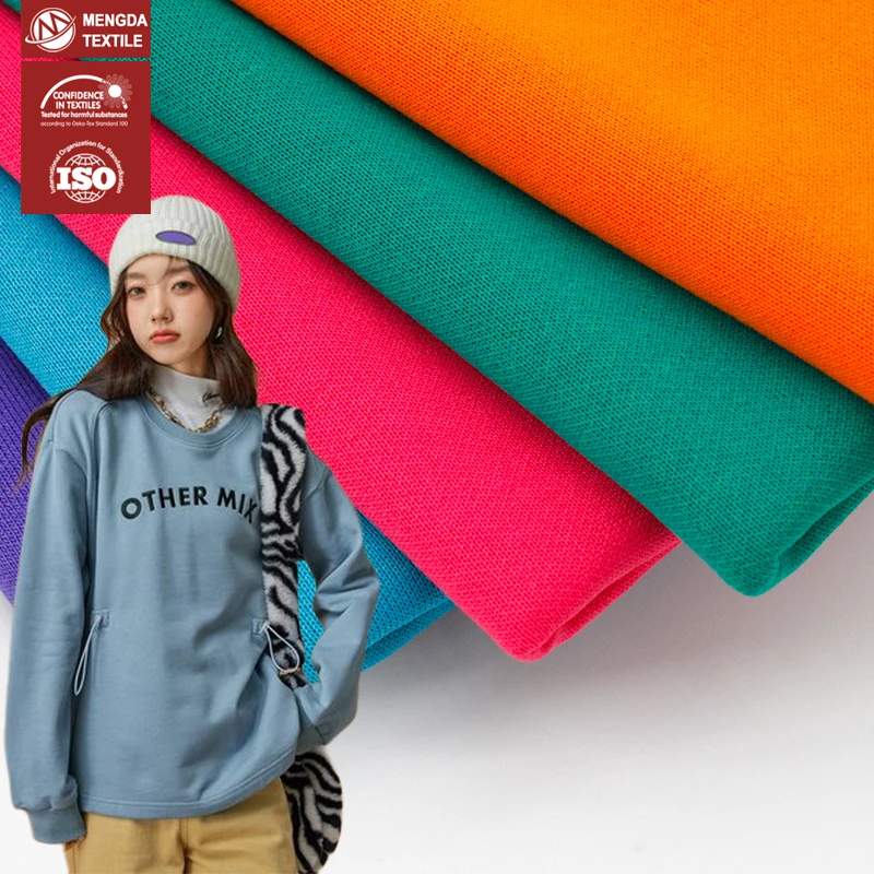 High competitive price stock lots cvc single jersey 65% polyester 35% cotton knitted fabric for sweatshirt hoodies