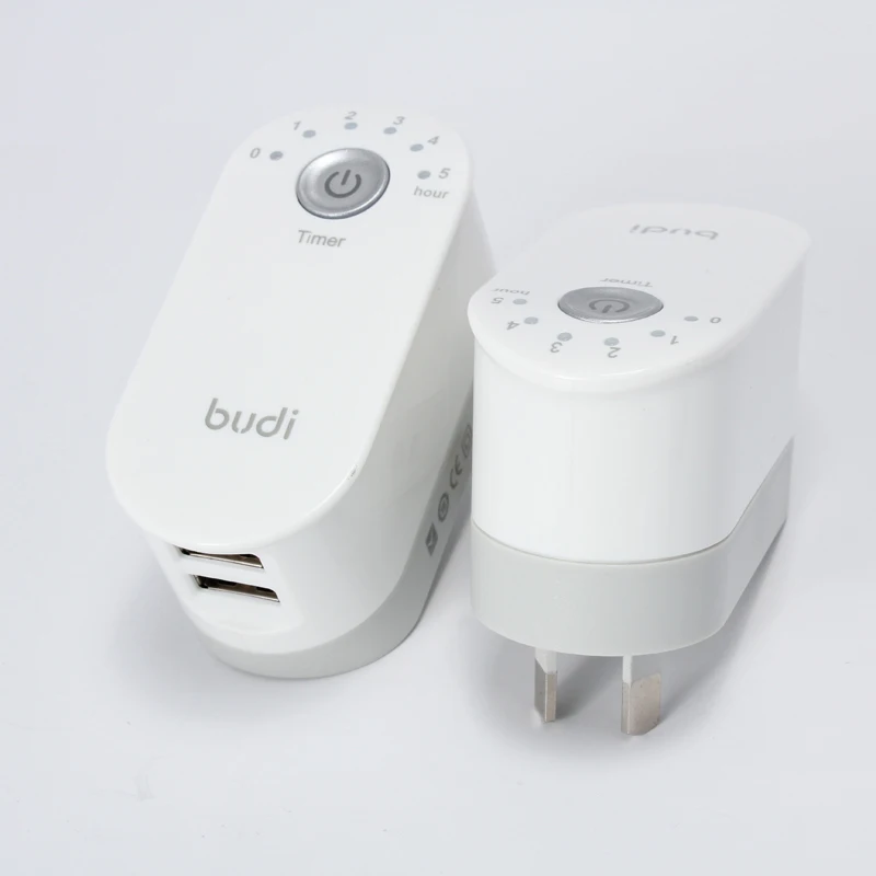 Budi Универсальный двойной usb 5v2.4a настенное зарядное устройство со временем зарядное устройство 1 до 5 часов таймер розетка usb зарядное устройство
