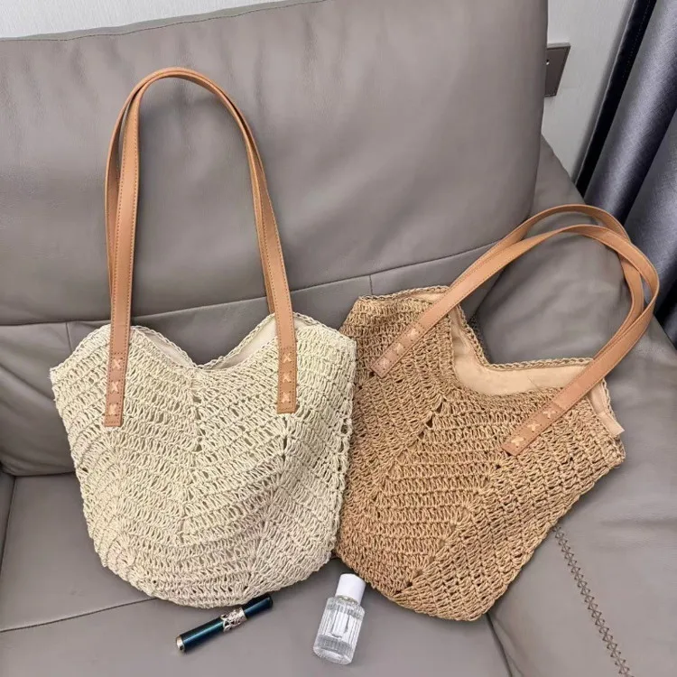 African Luxury Brand Camel Straw Raffia Borsa A Secchiello Bolsas De Balde Feminina Tipo Braided Branded Beg Lady Bucket Bags