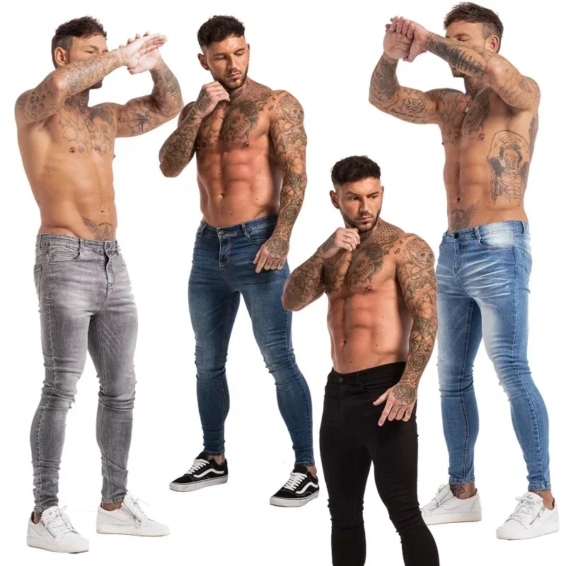 Dropshipping Stock Mens Jeans Full Pant Stretch Solid Slim Fit Custom Jeans Men Denim Skinny