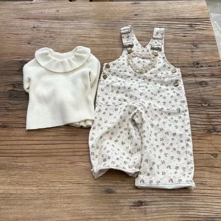 winter baby girls overalls floral korean casual wholesale kids clothes boutiques MX