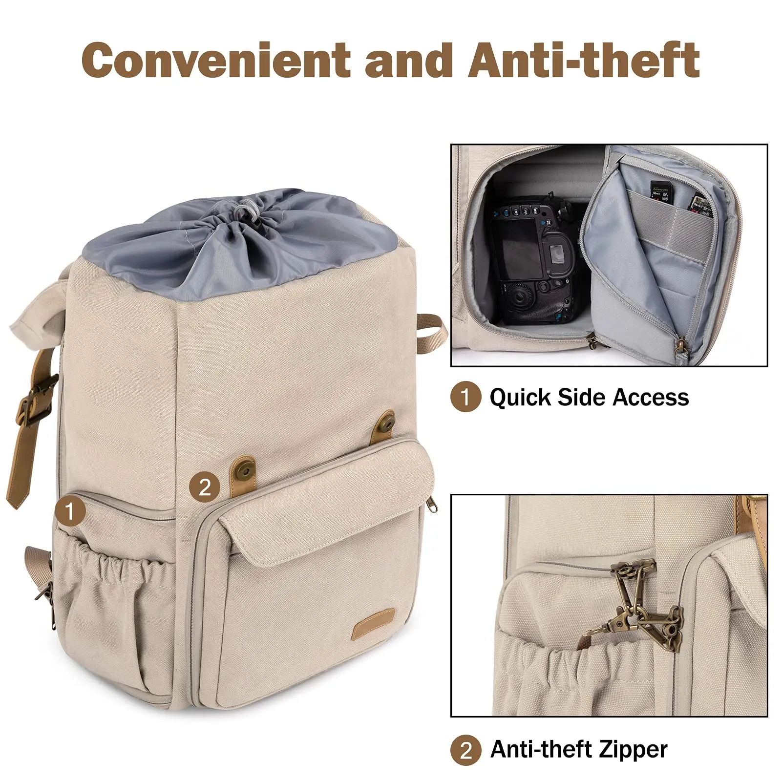 Women Designer Canvas Large Waterproof Digital Gear Video Camera Bag slr dslr Camera Backpack for Photography With Tripod Holder