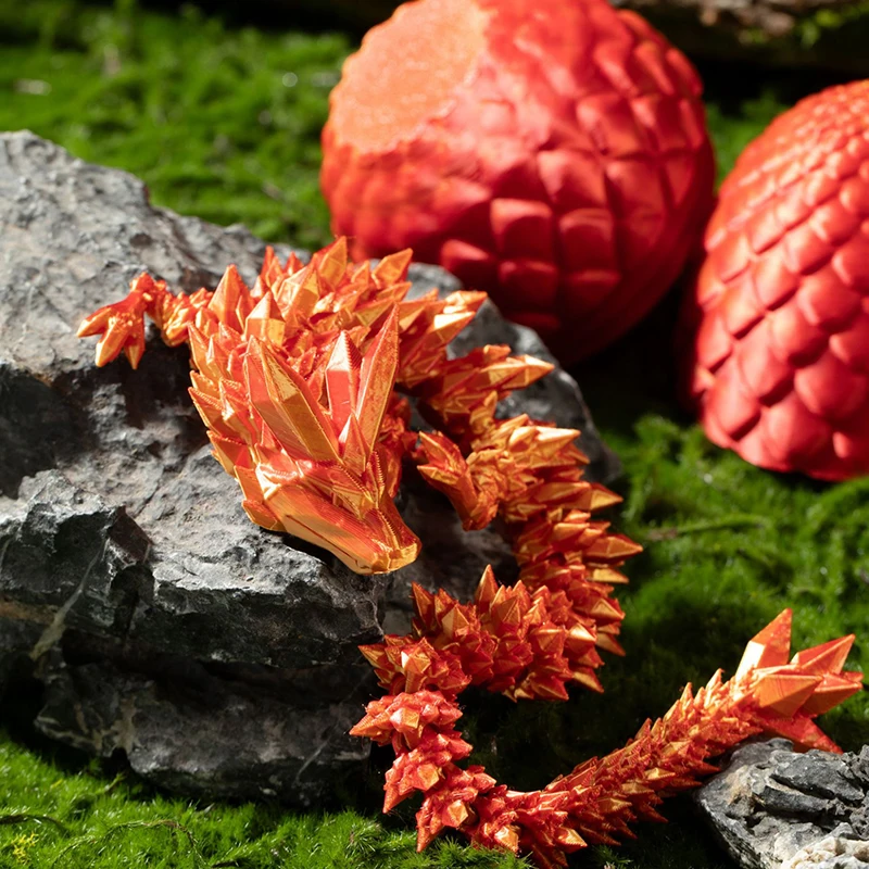 New Arrival 3D Printed Crystal Dragon with Egg Dinosaur Fidget Toy Gifts Easter Eggs Basket Stuffers Dragon Egg Collection